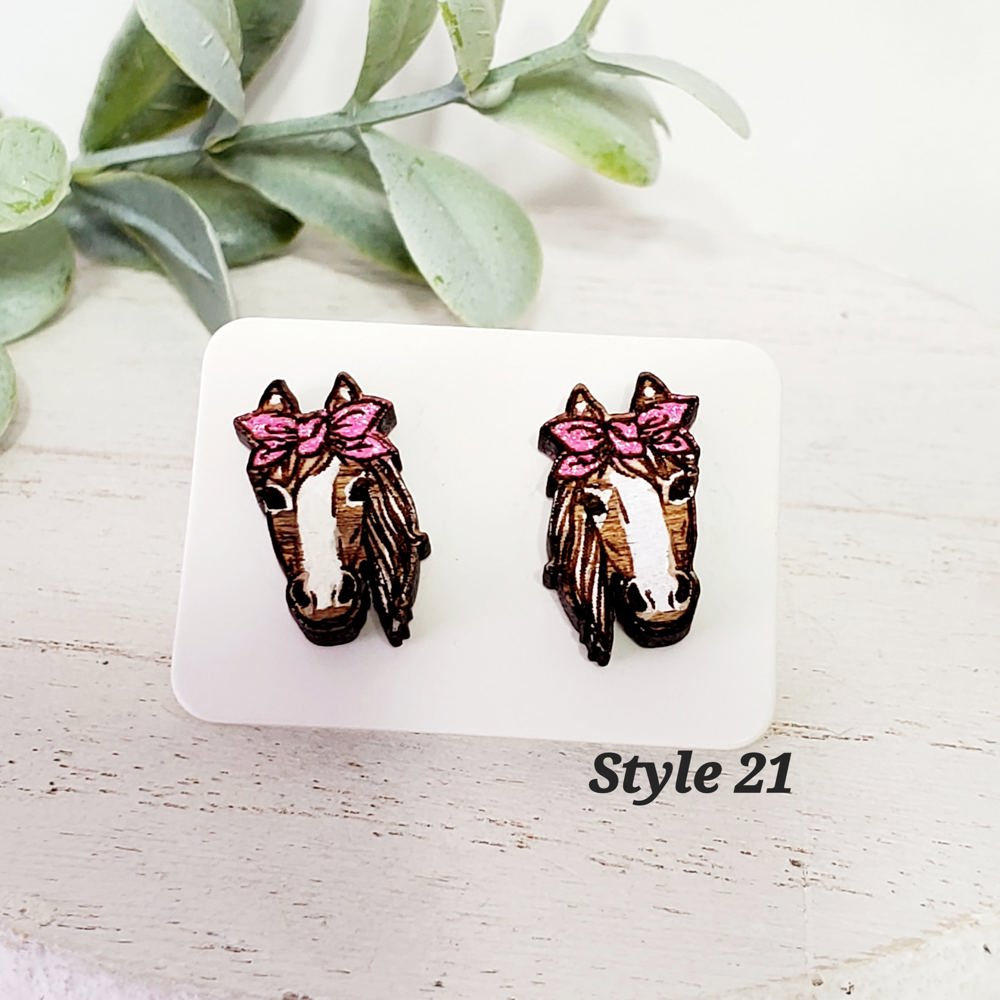 Hand Painted Horse Studs