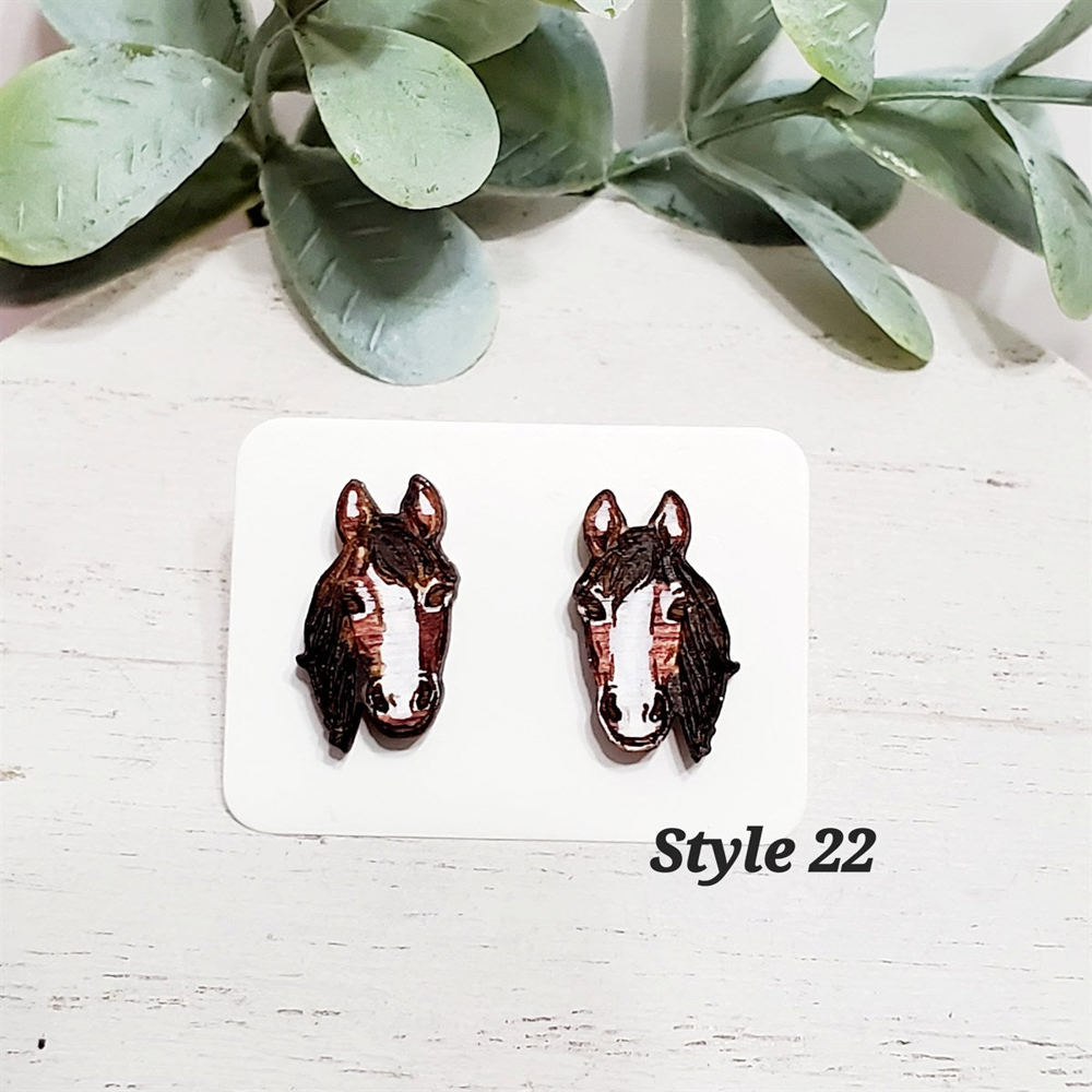 Hand Painted Horse Studs