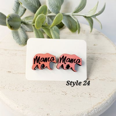 Hand Painted Mama Bear Studs