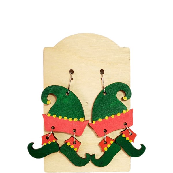 Hand Painted Wood Elf Earrings