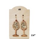  Glitter Inlay Wood Wine Glass Earrings