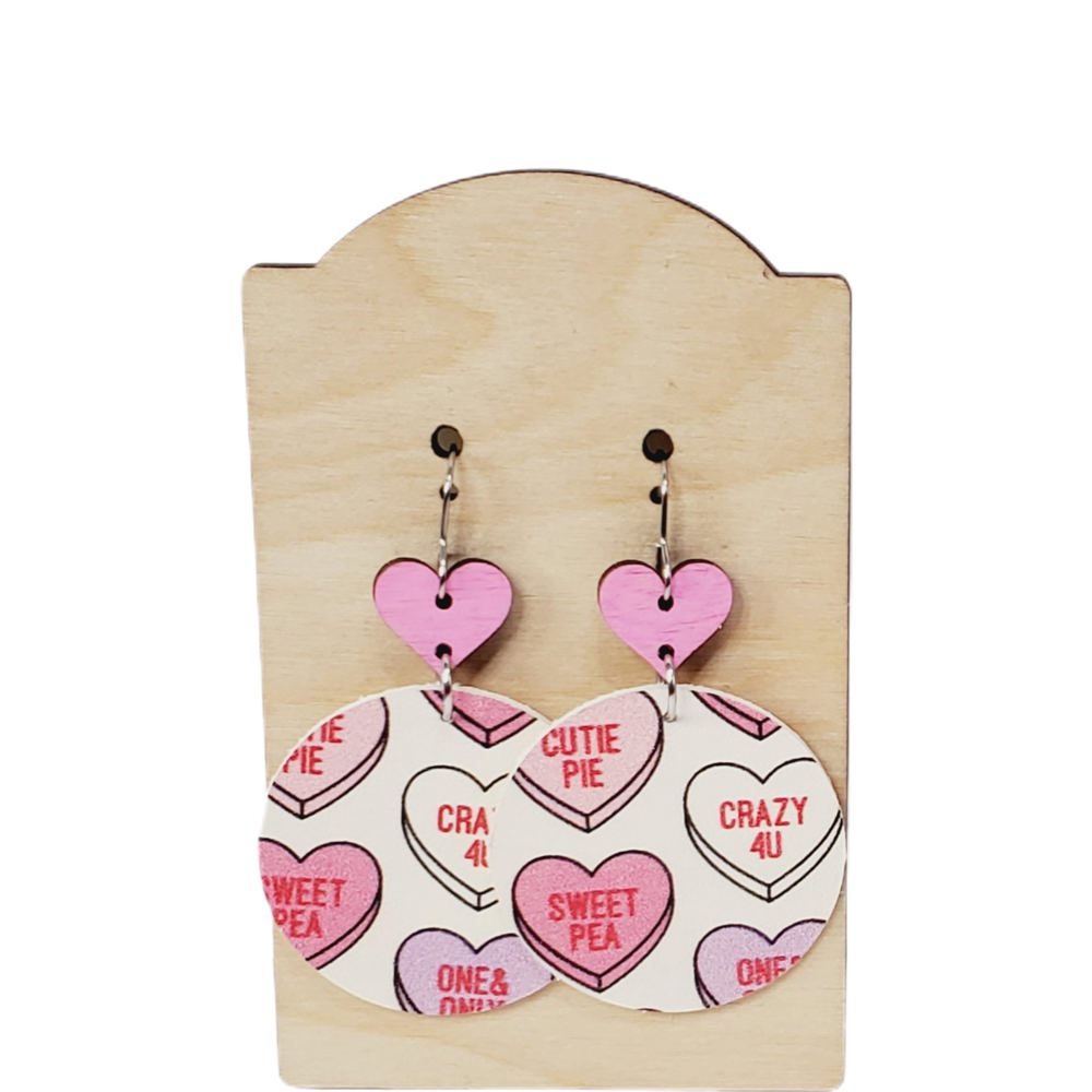 Pink Candy Heart Earrings