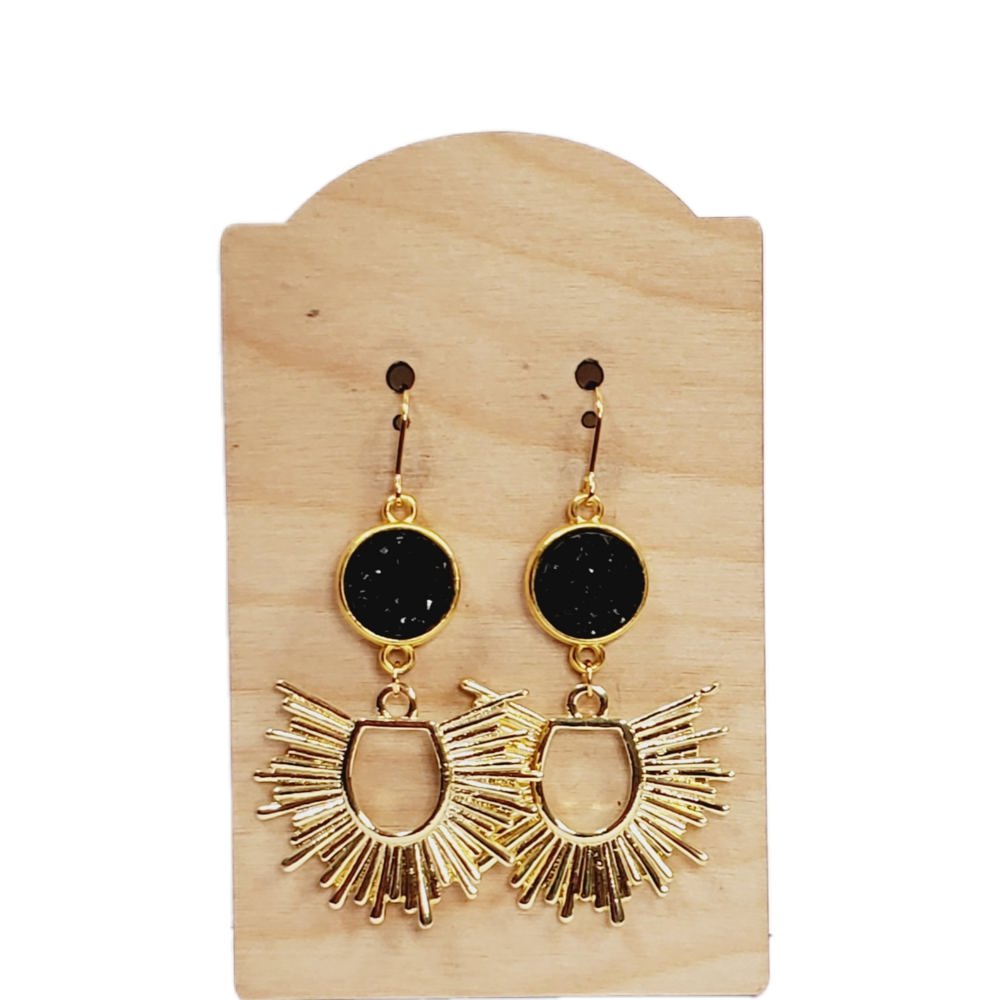 Black and Gold Burst Earrings