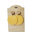  Cork on Leather Mustard Stripe Drop Earrings