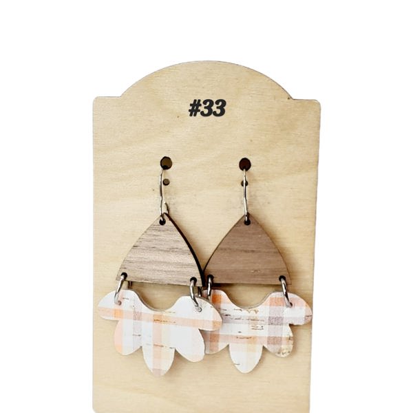 Autumn Plaid  Scalloped Earrings