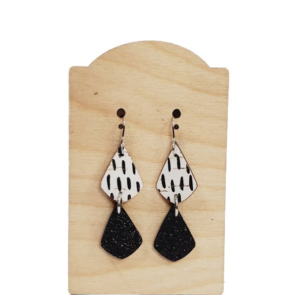 Stacked Black and White Earrings