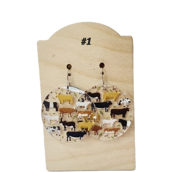 Acrylic Cow Earrings