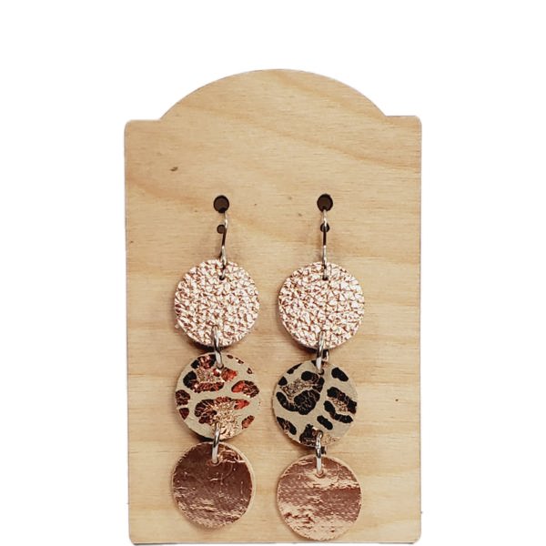 Rose Gold Leather Stack Earrings