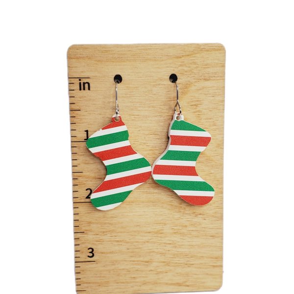 Christmas Striped Stocking Earrings