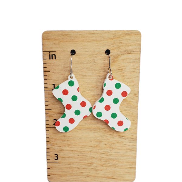 Christmas Polka Dot Stocking Earrings