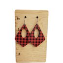  Red Buffalo Plaid Wood Earrings