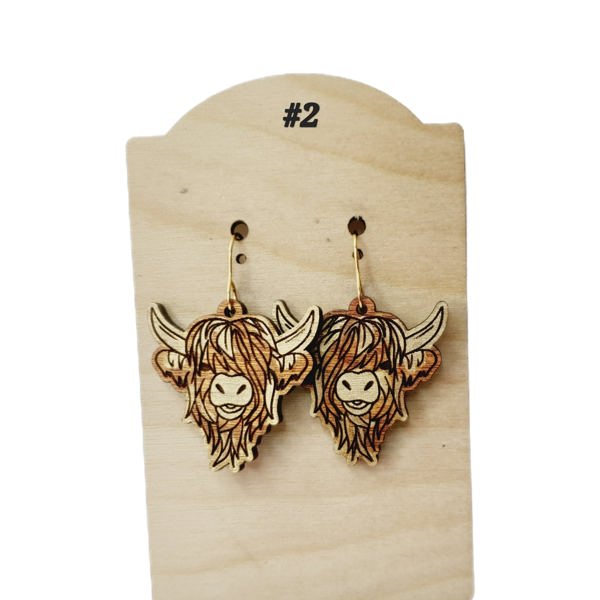 Hand Painted Highland Cow Earrings