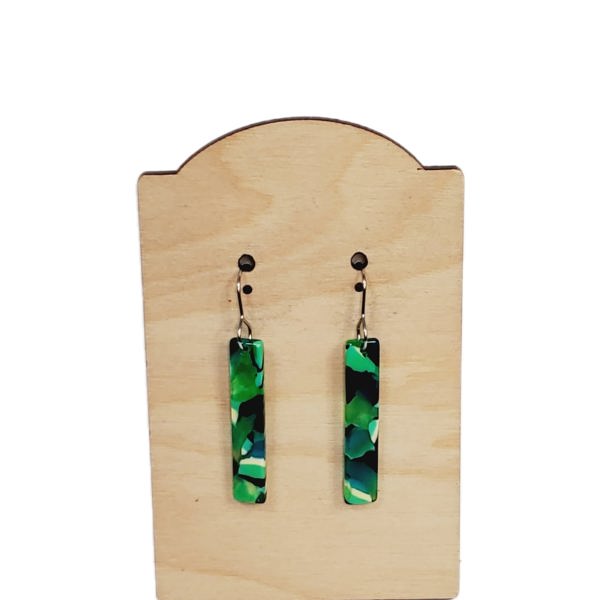 Acrylic Green Bar Earrings