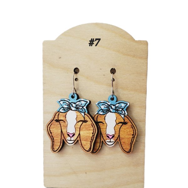 Hand Painted Goat Earrings