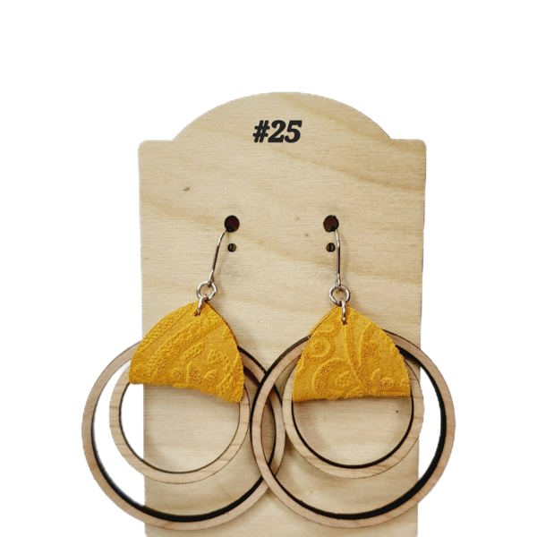 Wood Hoop Stack with Leather Earrings