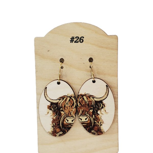 Hand Painted Highland Cow Earrings