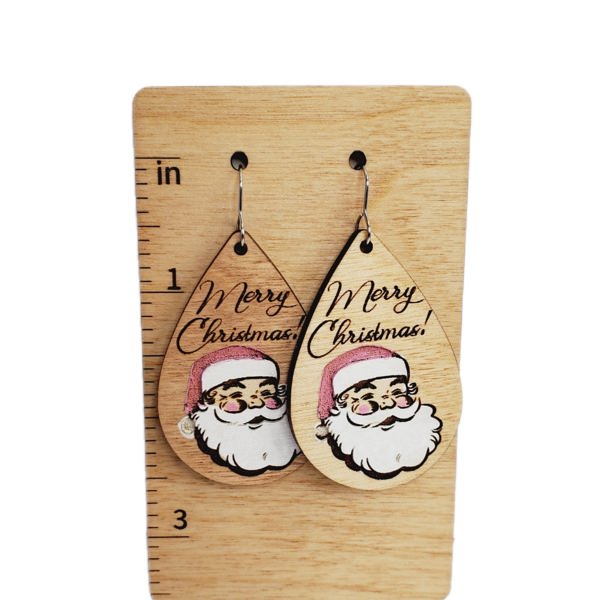 Merry Christmas Pink Santa Earrings