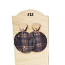  Plaid Stud Dangle Earrings