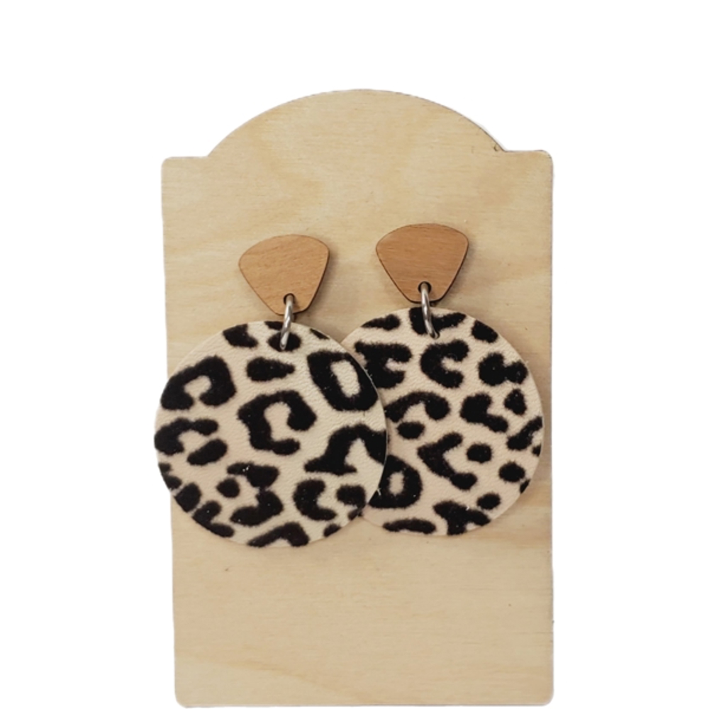 Leather Leopard Drop Earrings