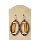 Orange Hand-painted Wood Football Earrings