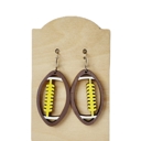 Yellow Hand-painted Wood Football Earrings