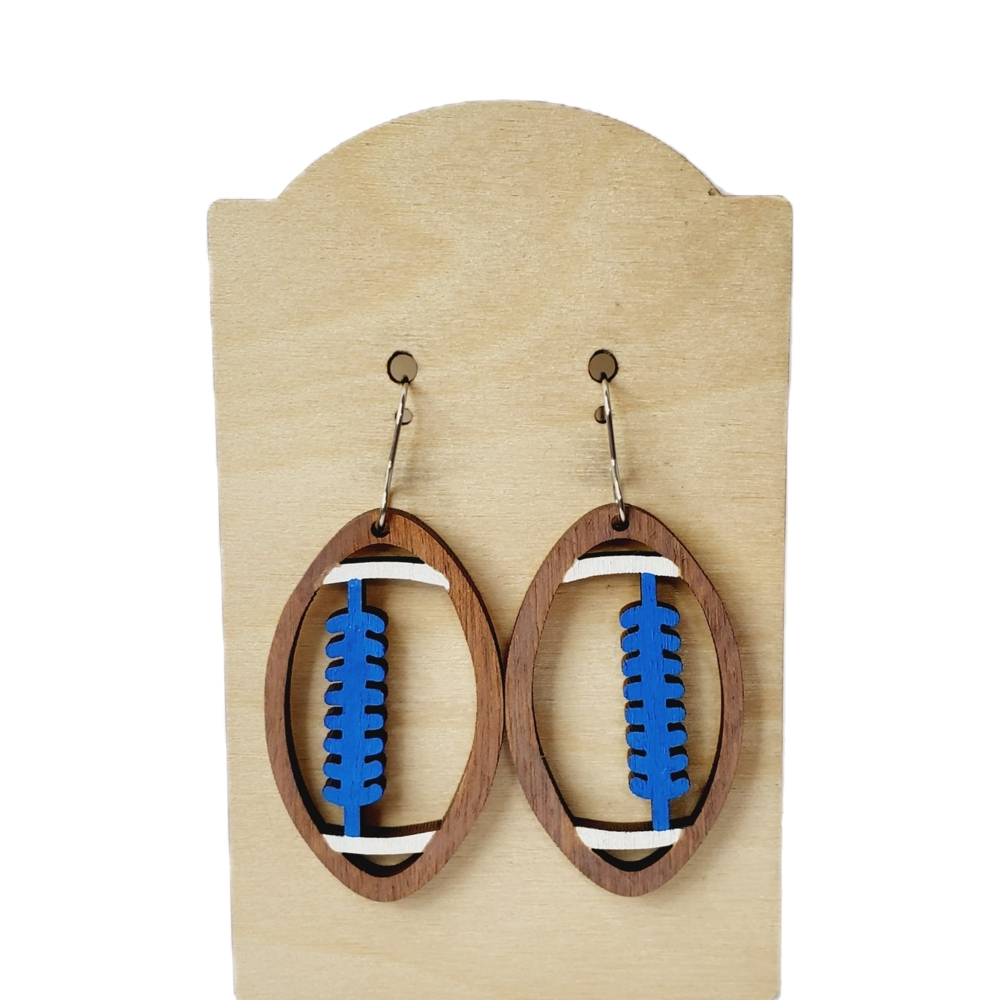 Hand-painted Wood Football Earrings