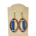 Blue Hand-painted Wood Football Earrings