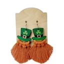  Hand Painted Shamrock Gnome Macrame Earrings 