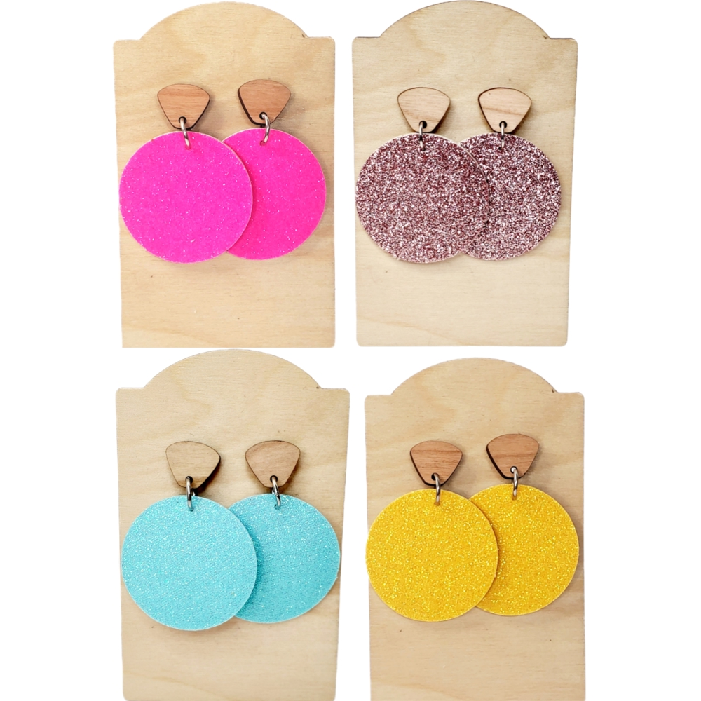 Glitter Stud Drop Earrings 