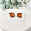  Hand-painted Pumpkin Wood Studs