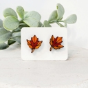  Hand-painted Leaf Wood Studs