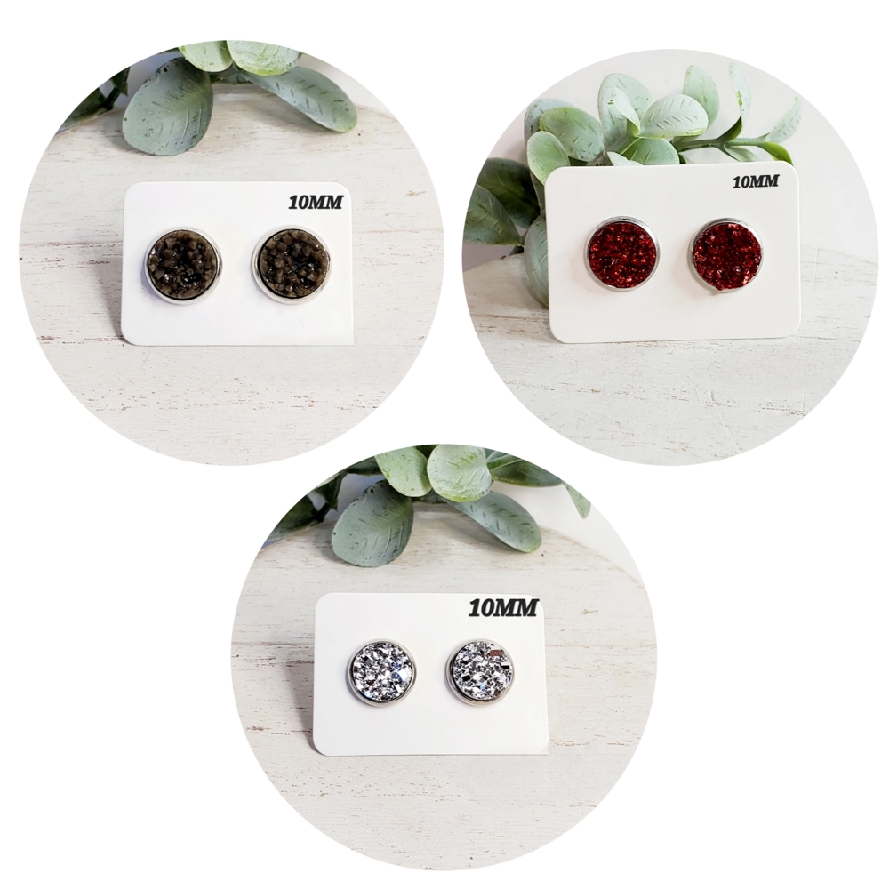 10MM Druzy Studs | 3-Pack