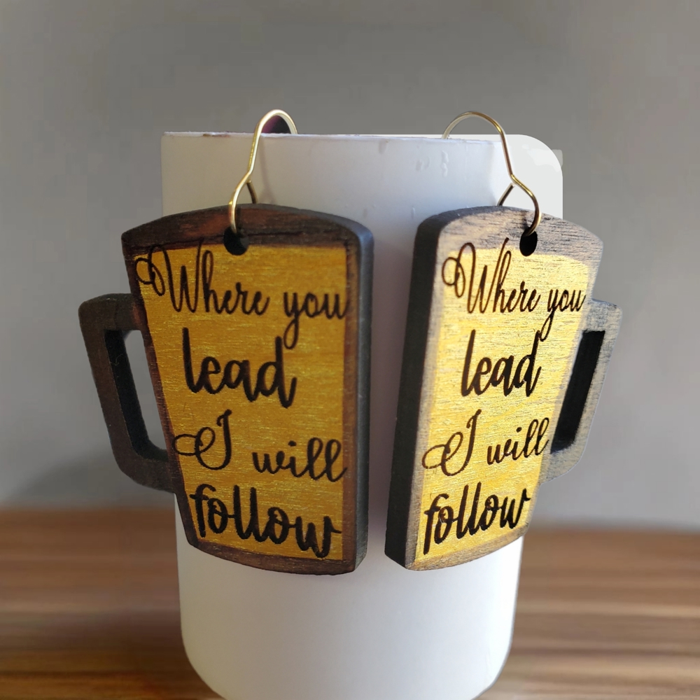 Hand Painted Tall Coffee Mug Earrings