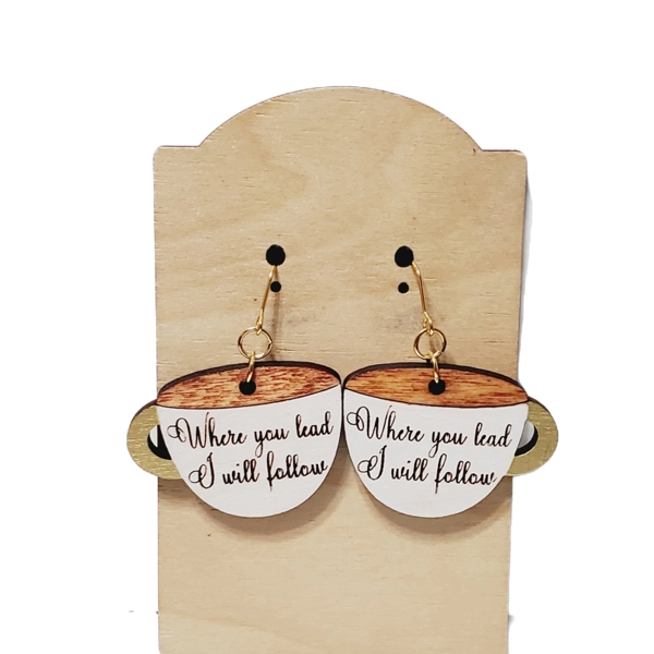 Hand Painted Coffee Mug Earrings