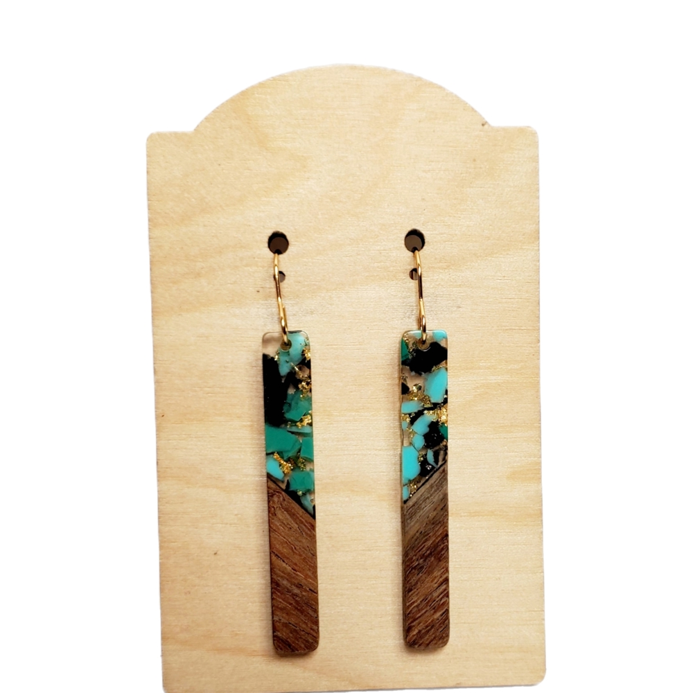 Acrylic Wood Bar Earrings 