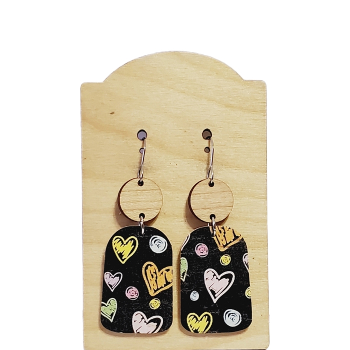 Heart Sketched Dangle Earrings