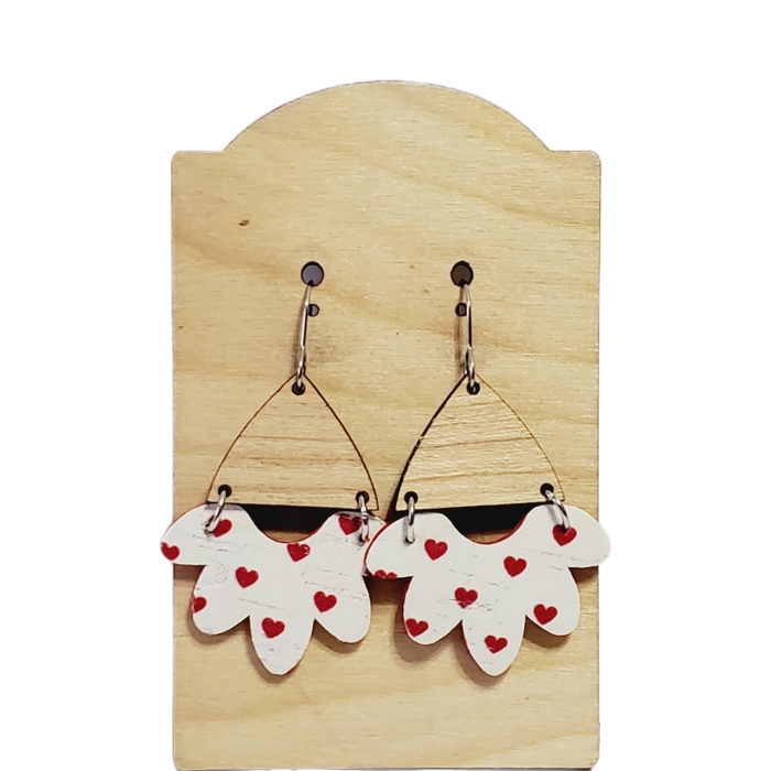 Red Heart Scalloped Earrings