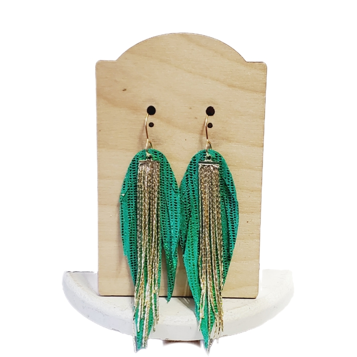 Green Fringe Earrings