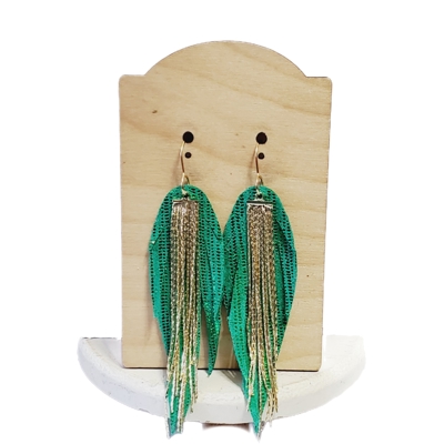 Green Fringe Earrings