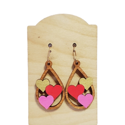 Hand Painted Heart Earrings