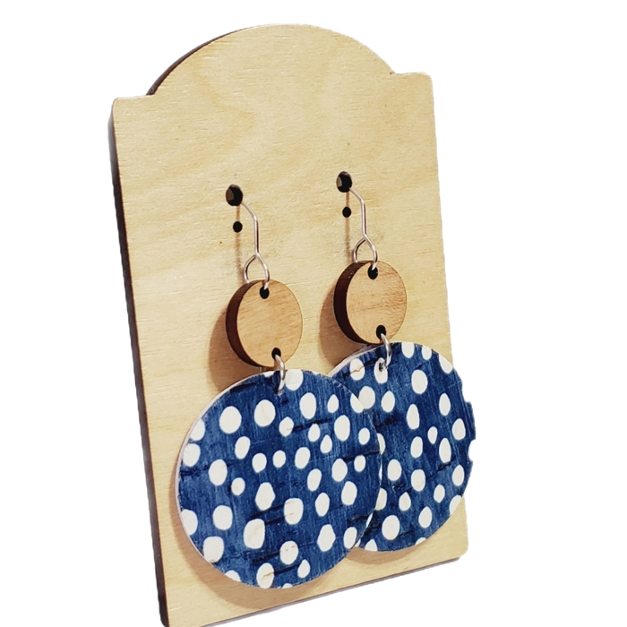 Navy Polka Dot Earrings