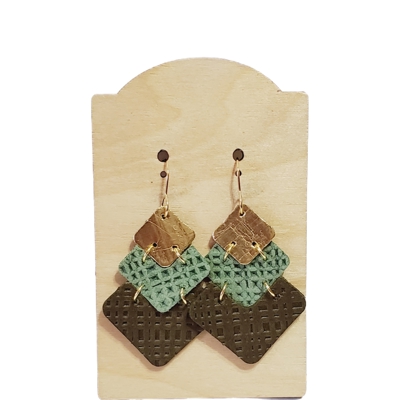 Boho Green Stacked Earrings