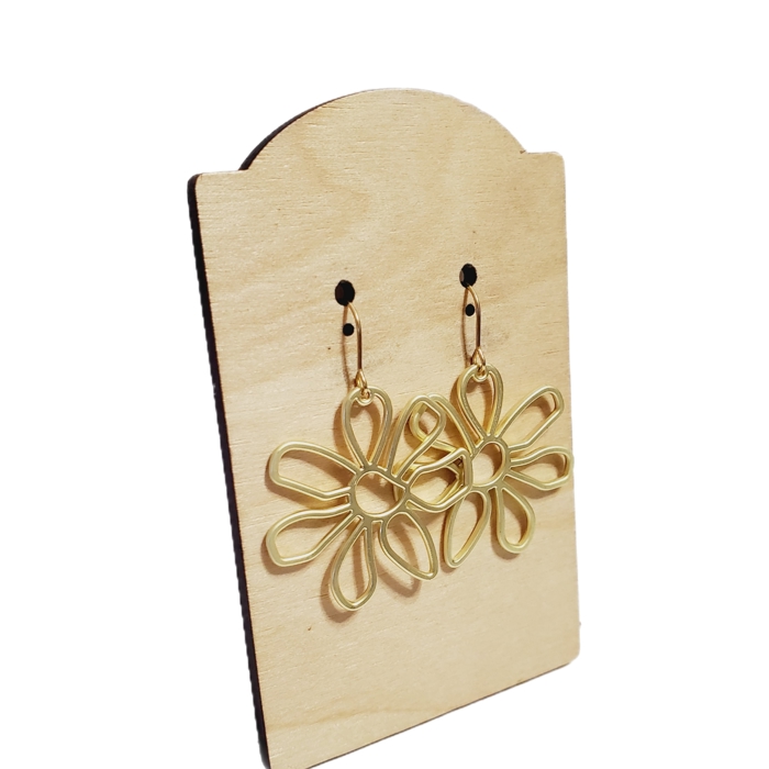 Gold Brushed Metal Boho Flower Earrings