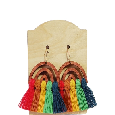 Handmade Macrame Rainbow Earrings