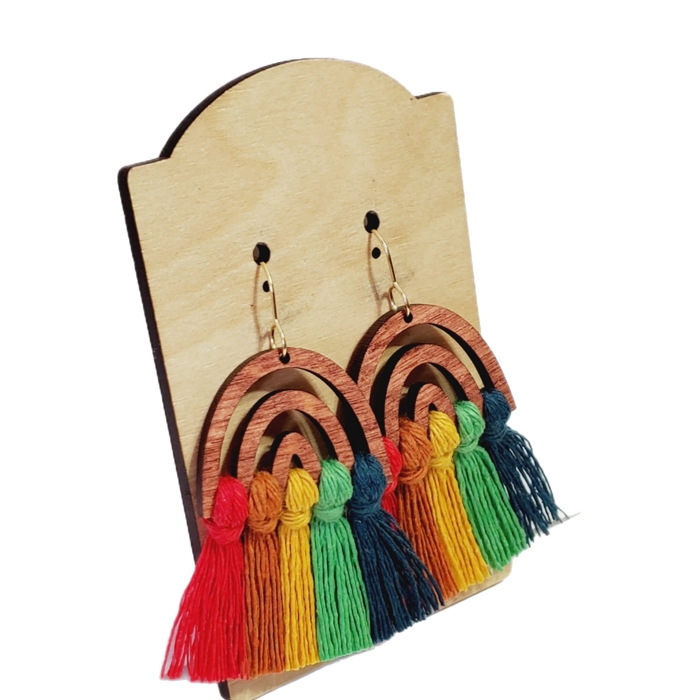 Handmade Macrame Rainbow Earrings