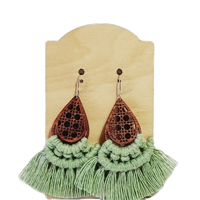 Handmade Macrame Pistachio Green Earrings