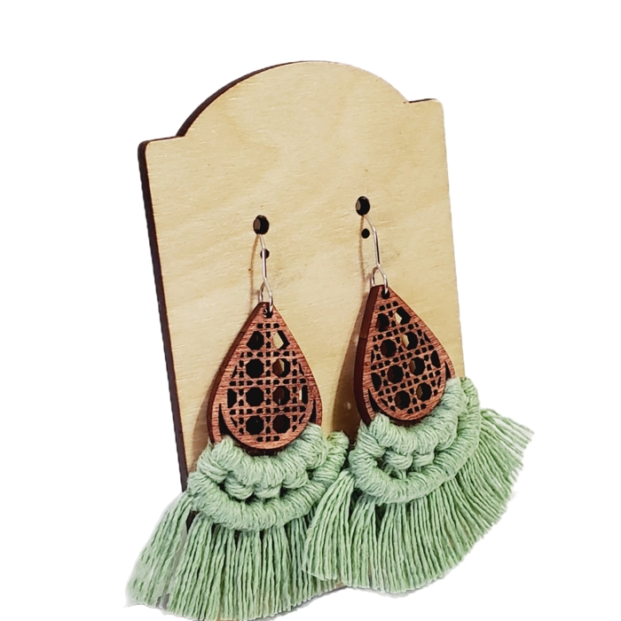 Handmade Macrame Pistachio Green Earrings