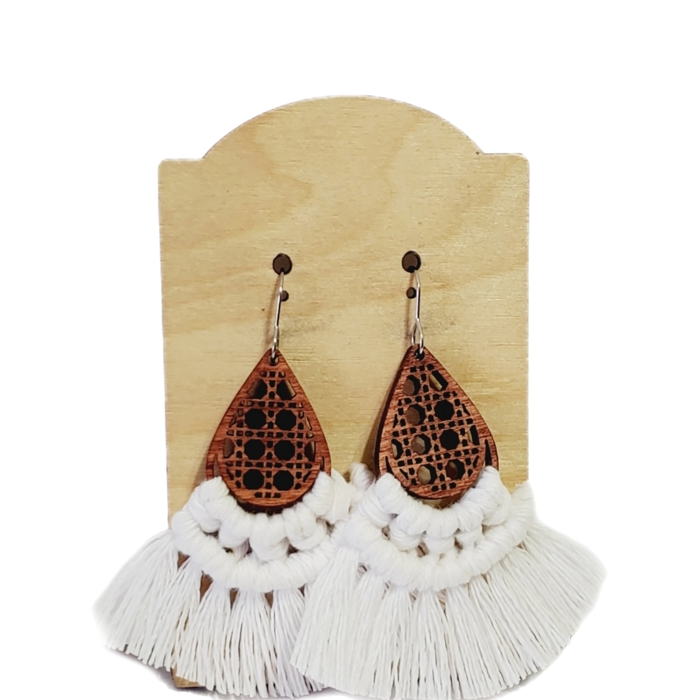 Handmade Macrame White Earrings