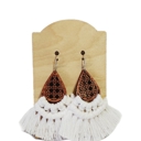  Handmade Macrame White Earrings