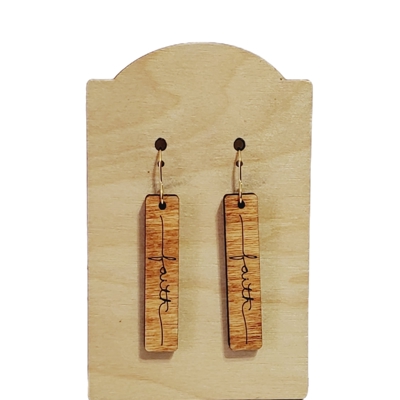 Faith Bar Wood Earrings